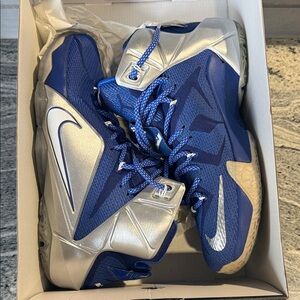 Nike Lebron 12 “What If” Blue and Silver Sneakers